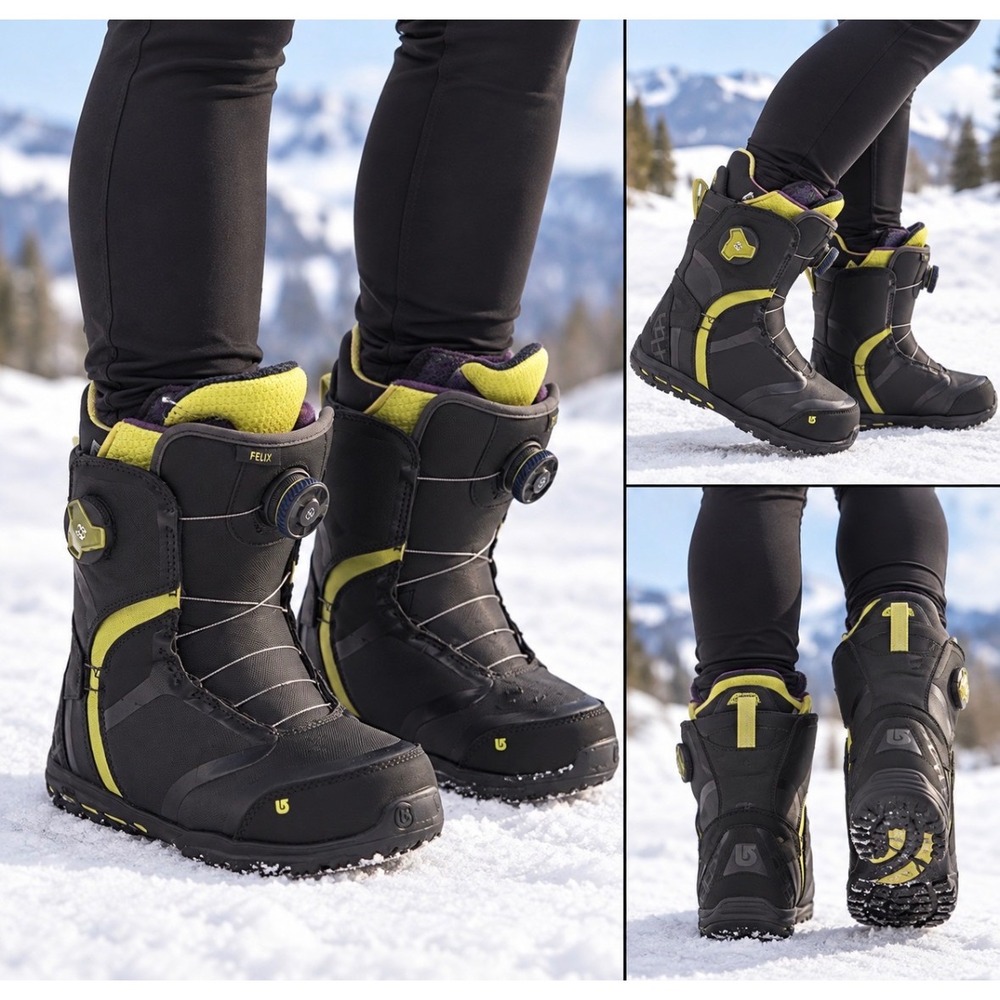 Burton Felix BOA Snowboard Boots Womens 6.5 Grey Lime Green